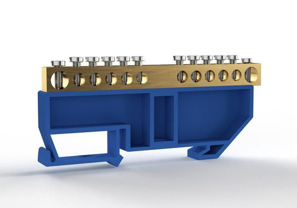 Шина нулевая на DIN-изоляторе 8*12мм 12 отвер.латунь TOKOV ELECTRIC