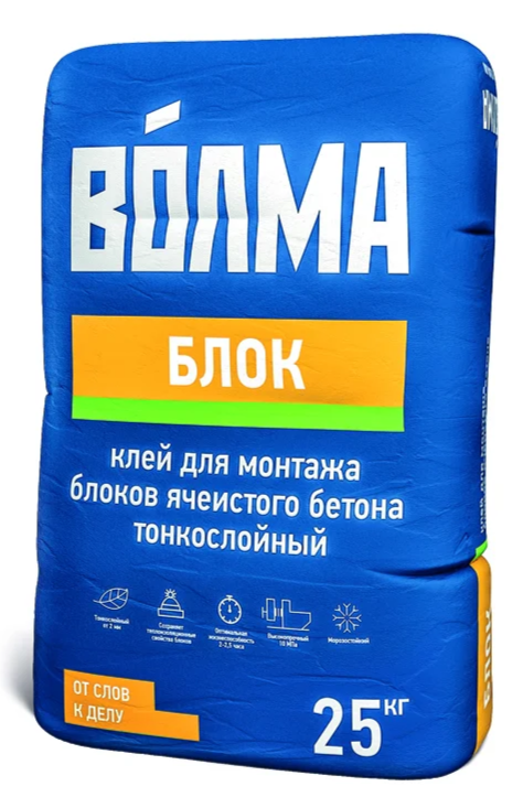 Клей монтажный ВОЛМА-БЛОК для газобетона 25кг