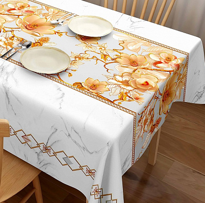 STS5581-1 Клеенка GRACE (глянец) на тк/осн. 1,37м*20м (20) оранжевые цветы