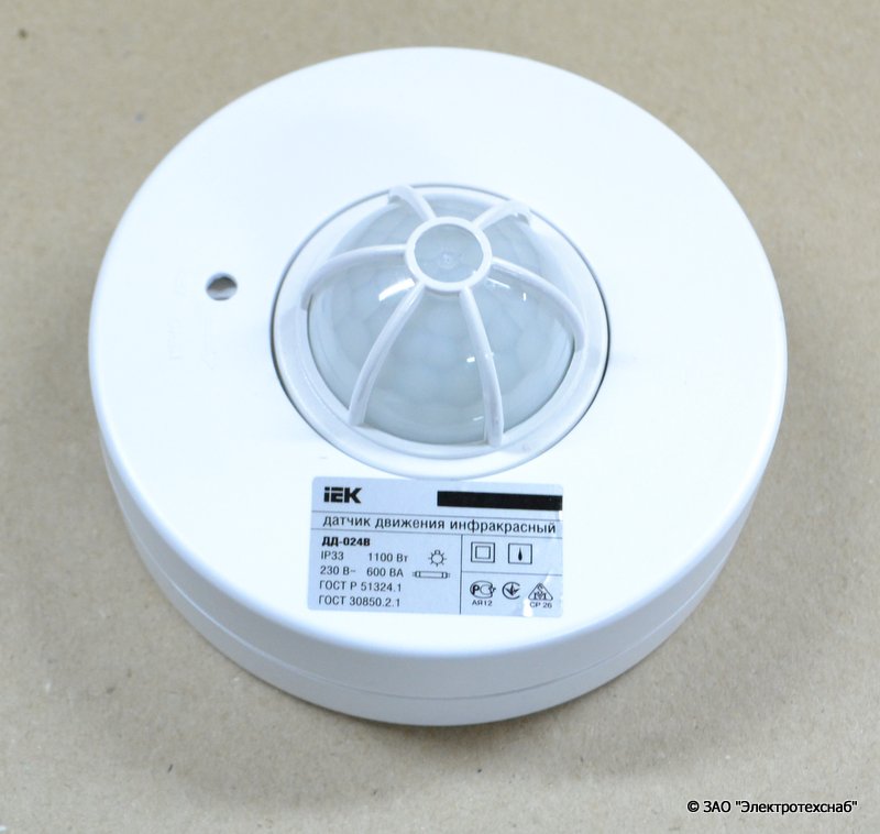 Детектор движения ДД 024 1100Вт угол. обз. 120-360град. 6м IP33 бел. IEK LDD11-024-1100-001