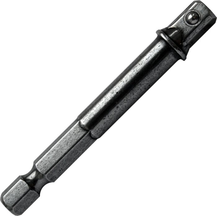 Адаптер для головок, длина 65 мм, хвостовик шестигранник 1/4", квадрат 1/4". ПРАКТИКА